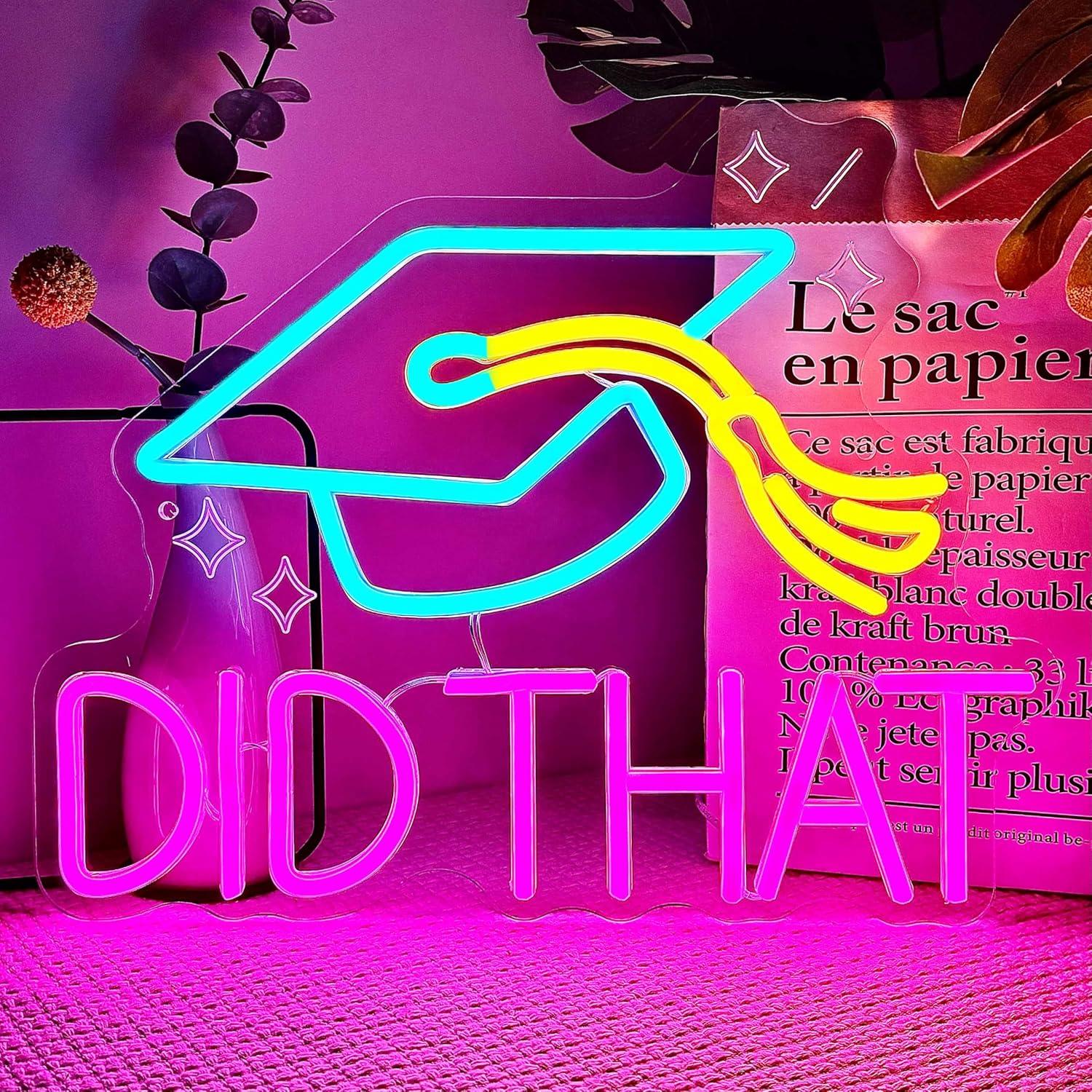 Neon Sign Party - „Did That Graduation“-Neonschild, USB-dimmbares LED-Licht für