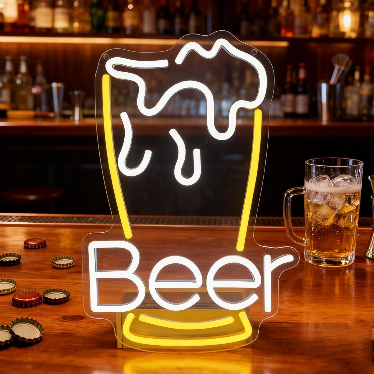 Neon Sign Party - Bier-Neonschild USB-dimmbares LED-Licht für Zuhause, Bar,