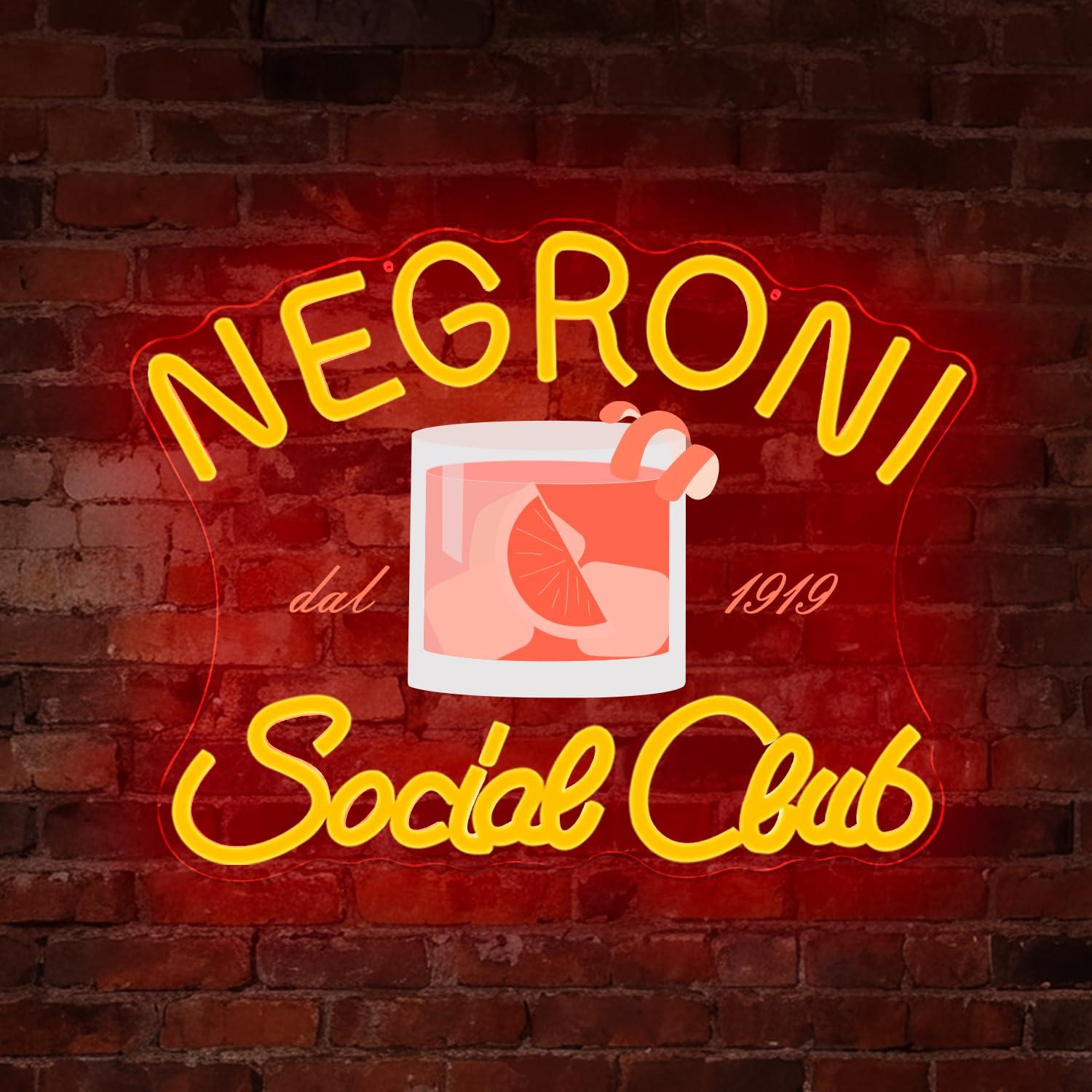 Neon Sign Party - Negroni Social Club Neon-Schild Cocktail LED-Licht