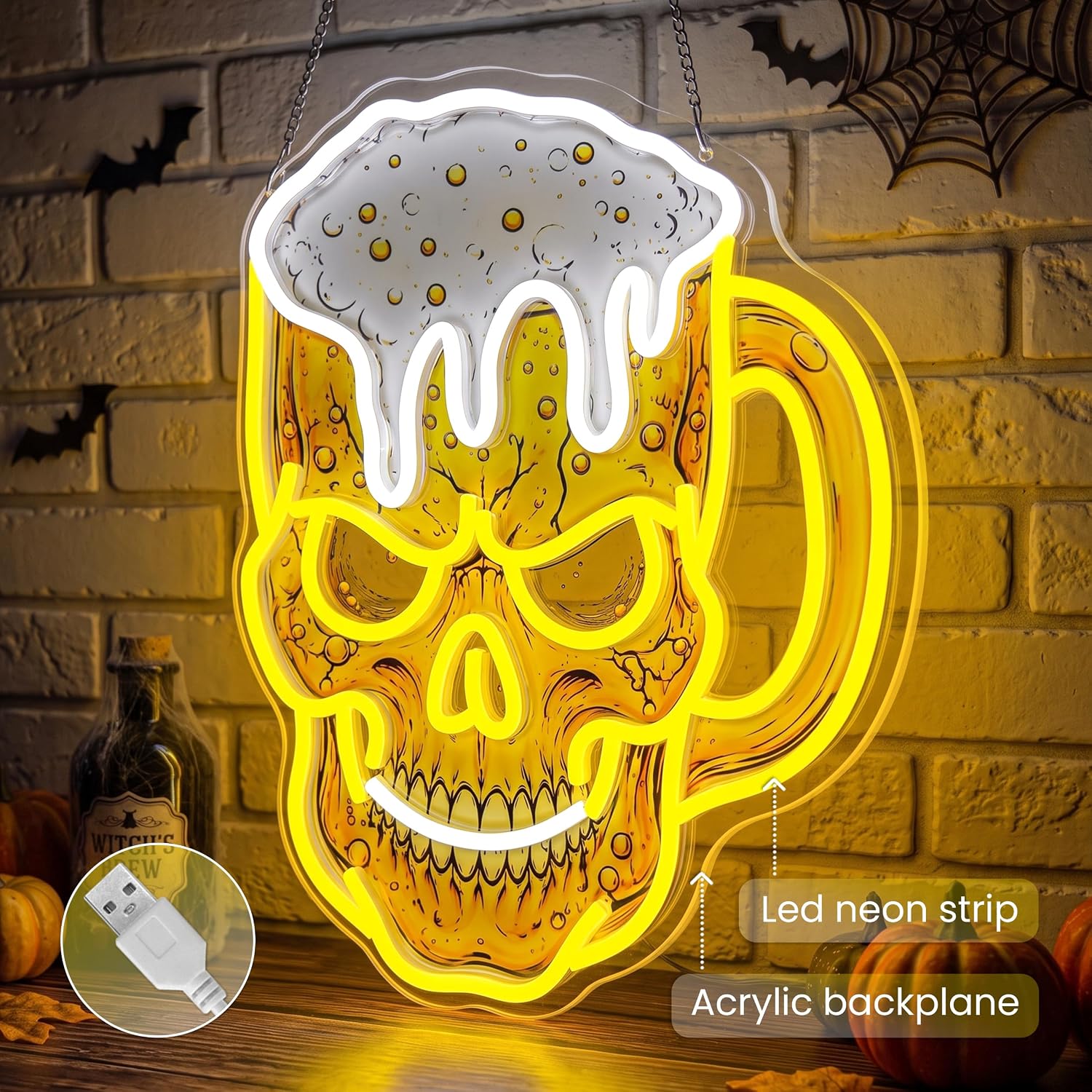 Neonschild „Skull Beer“, USB-L – Neon Sign Party Bewertung und Preis