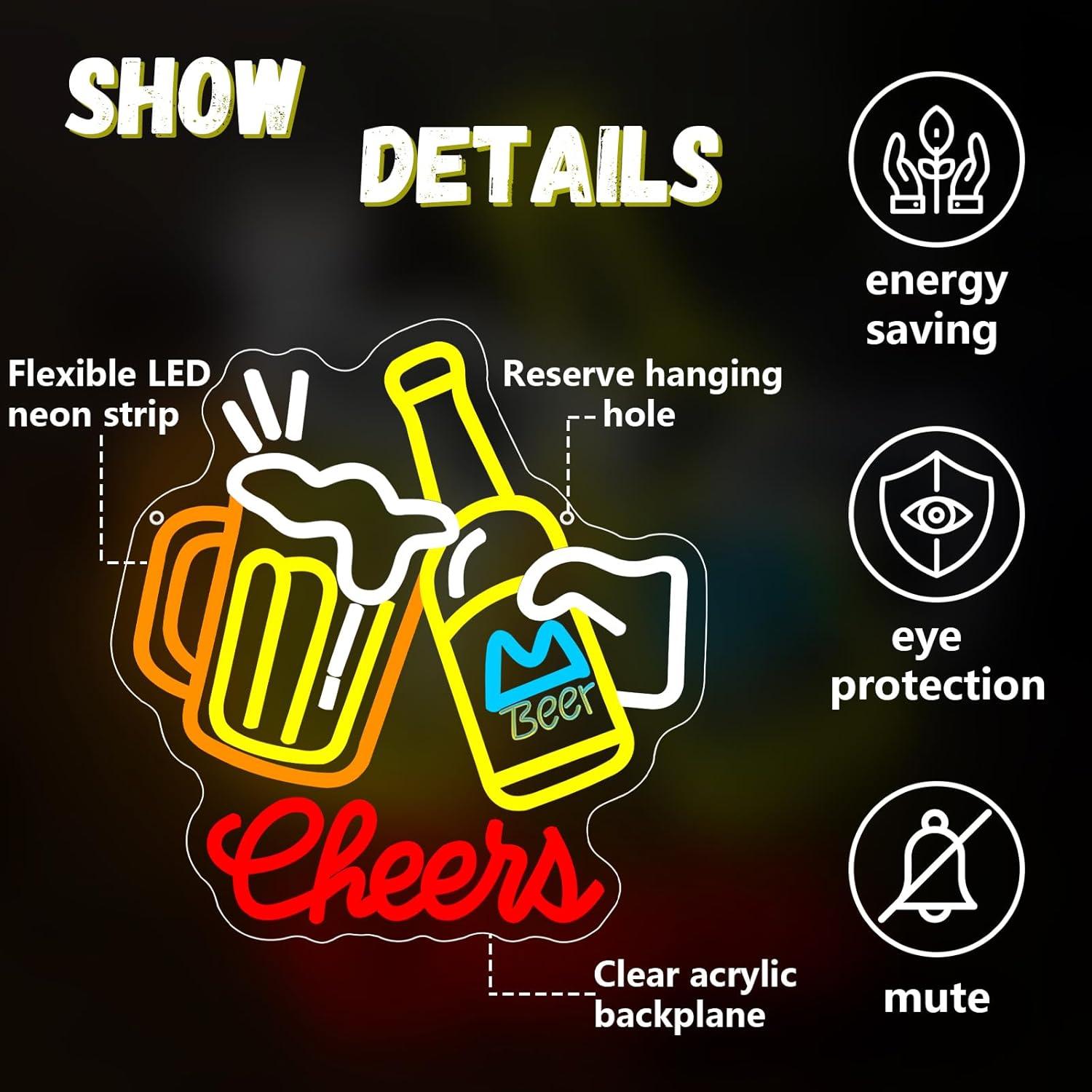 Cheers Bier Neon-Schild, dimmb – Neon Sign Party Bewertung und Preis